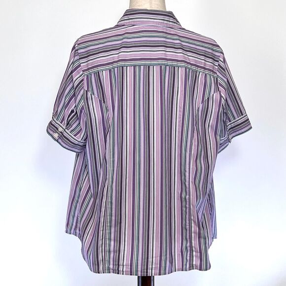 Liz & Me Purple Striped Button Down Shirt 16W - Picture 4 of 7
